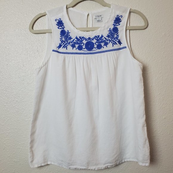 J. CREW Embroidered Linen Blend Cami Tank - Picture 2 of 7